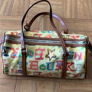 Dooney & Bourke Red and Pink Satchel with Artistic Design